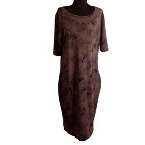 LuLaRoe 2XL Julia Dress Black Gray Short Sleeve